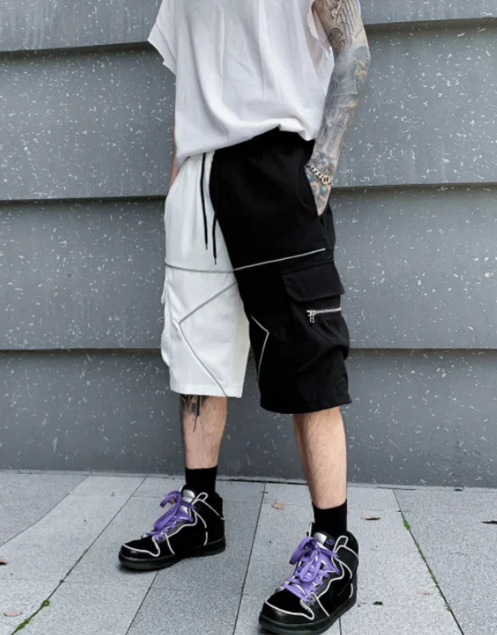 Black and White Cargo Shorts - Image 4