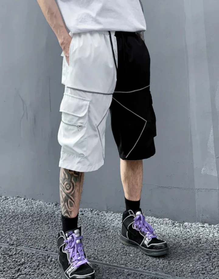 Black and White Cargo Shorts - Image 6