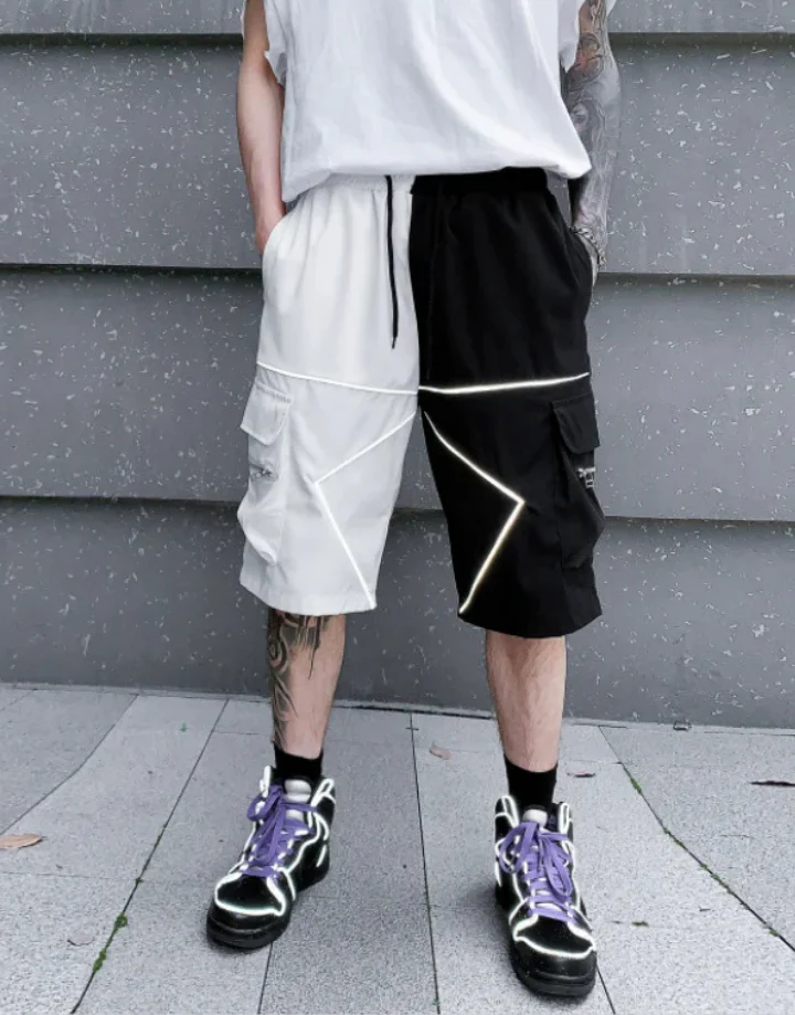 Black and White Cargo Shorts - Image 7