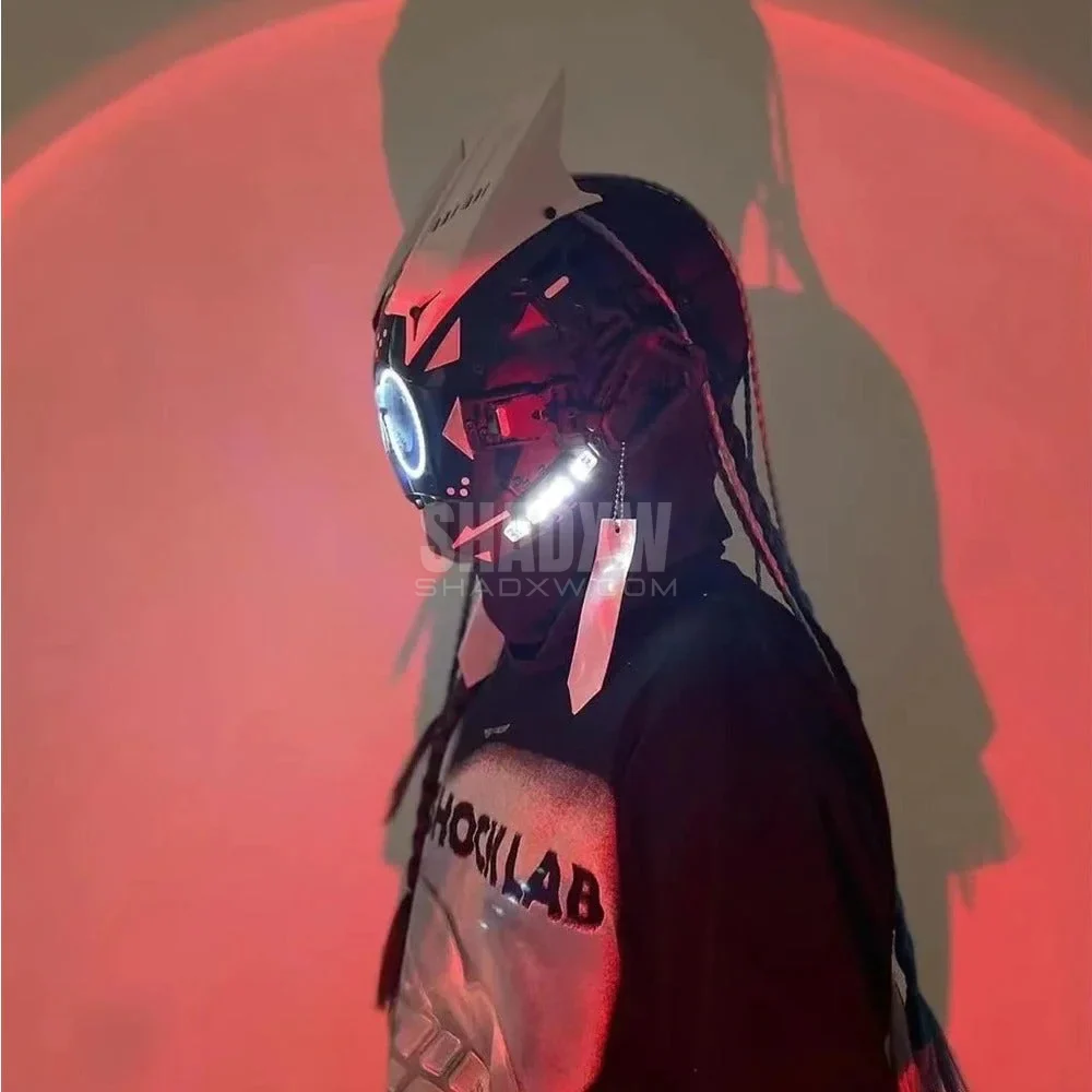 Black and White Cyberpunk Helmet - Image 4