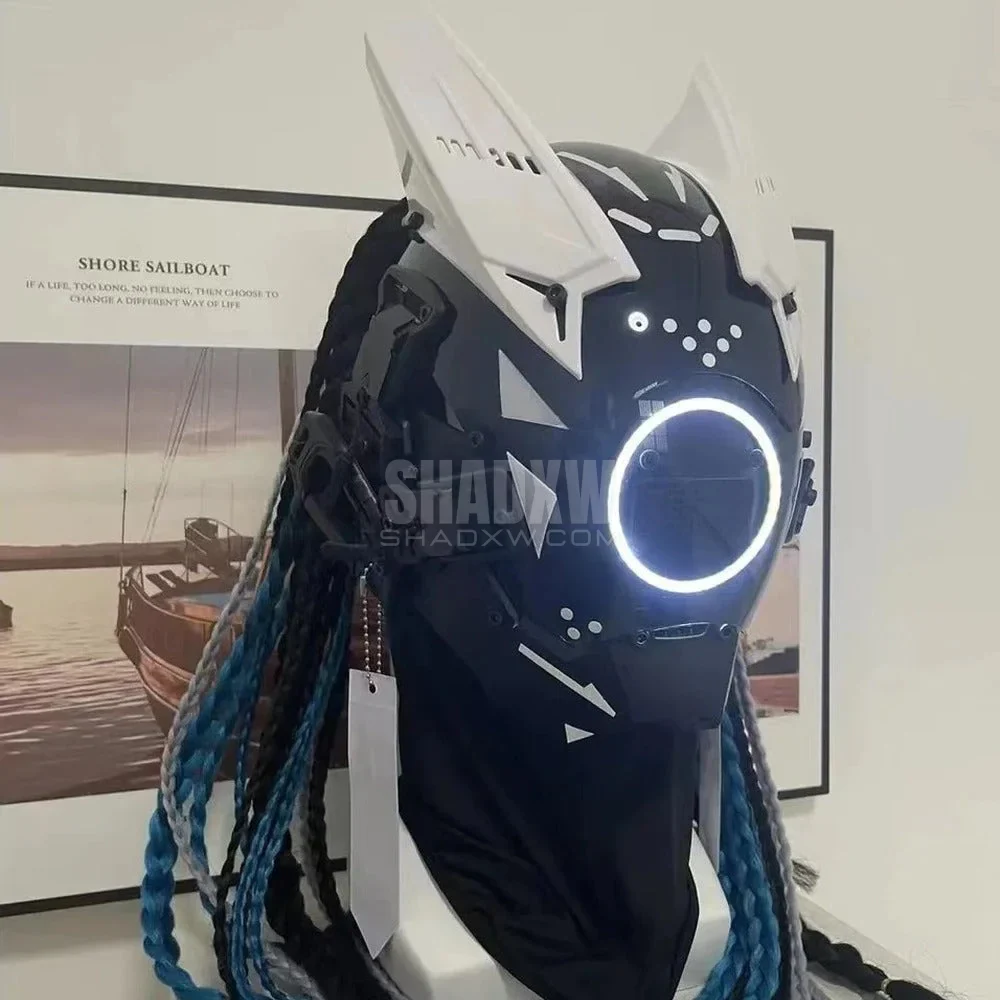 Black and White Cyberpunk Helmet - Image 5