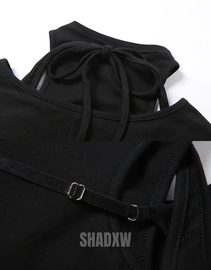 Black Lace Up Crop Top - Image 6