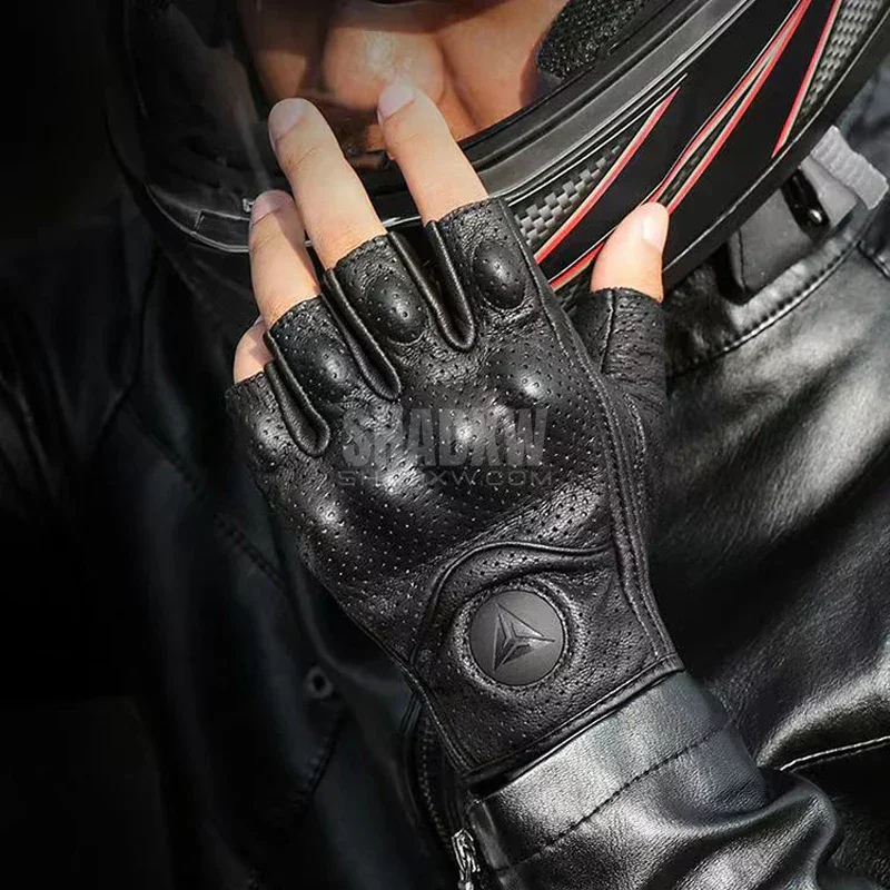 Black Leather Tactical Gloves - Image 3