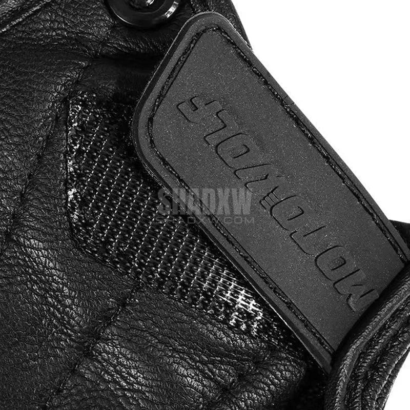 Black Leather Tactical Gloves - Image 5
