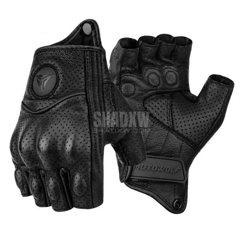 Black Leather Tactical Gloves - Image 6