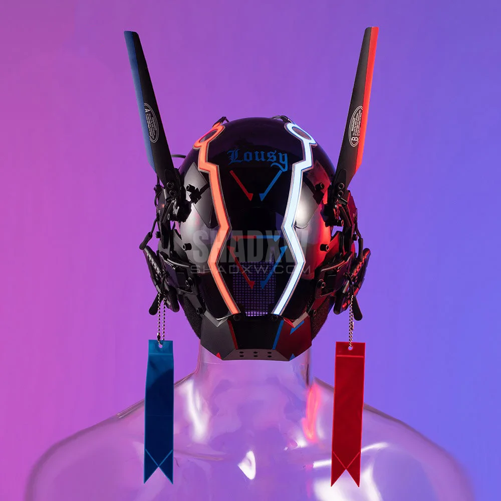 Blue and Red Cyberpunk Helmet - Image 2