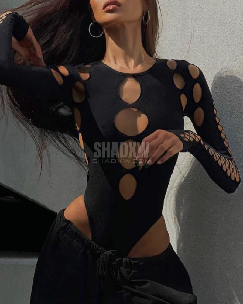 Cut Out Long Sleeve Bodysuit - Image 4
