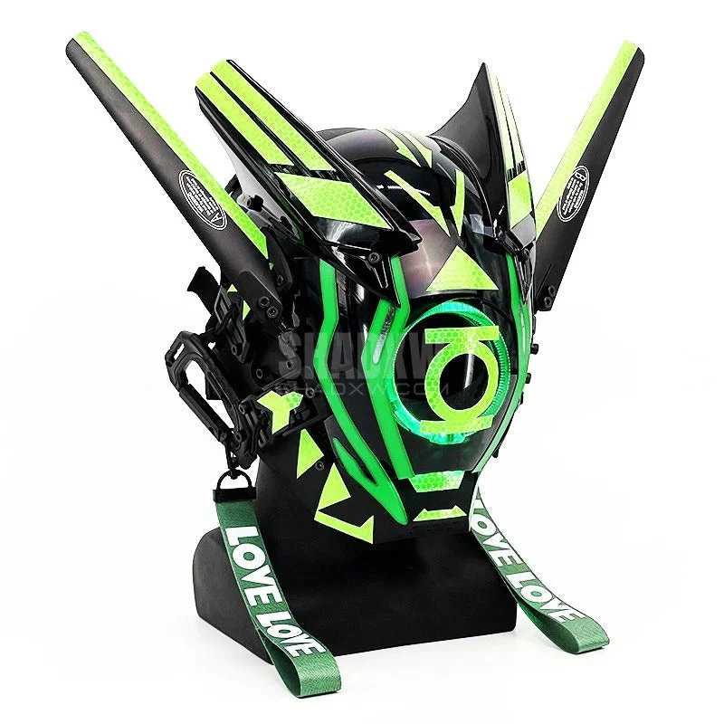 Green Cyberpunk Helmet - Image 4