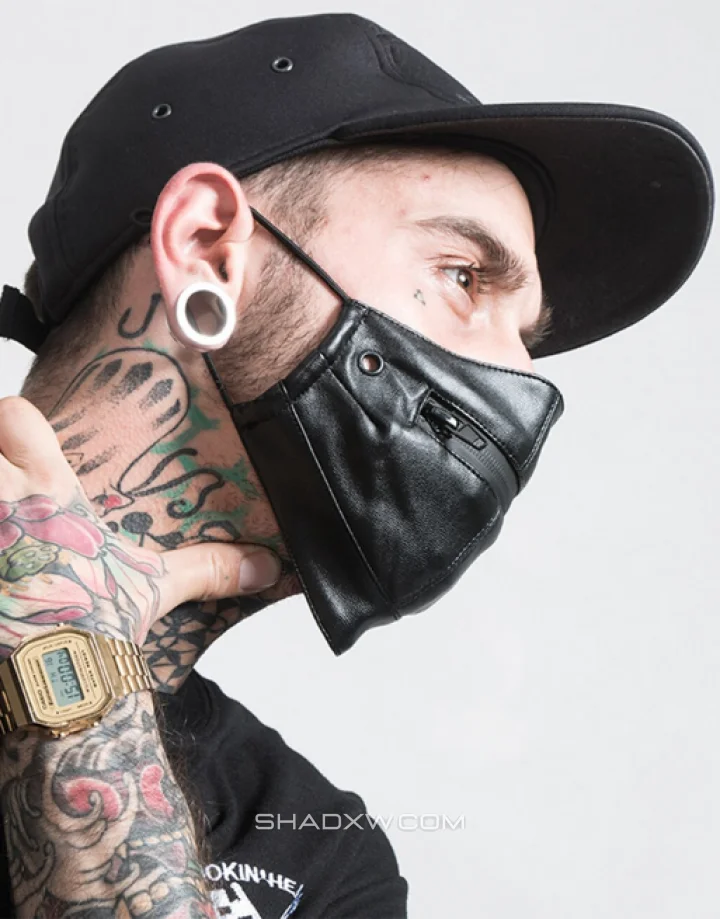 Leather Mask with Zipper Mouth - Image 3