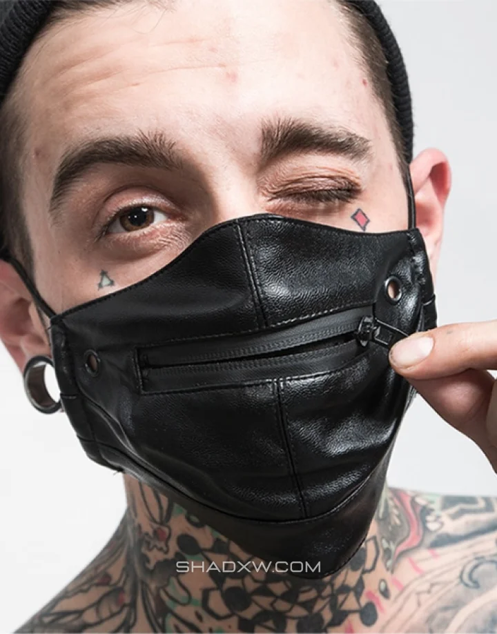 Leather Mask with Zipper Mouth - Image 5
