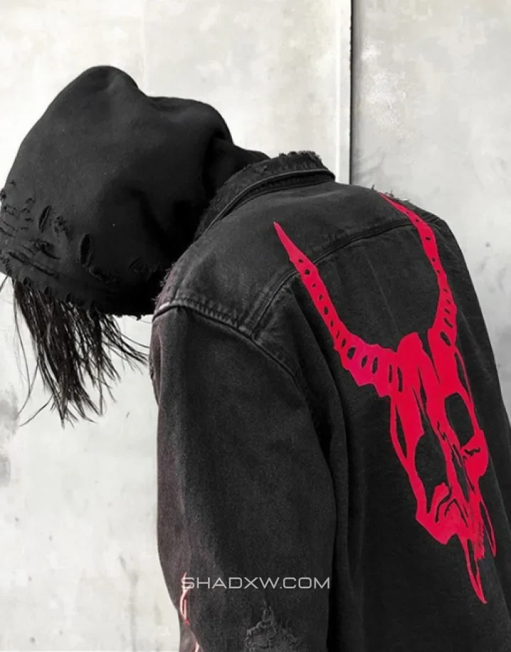 Punk Black Denim Jacket - Image 3