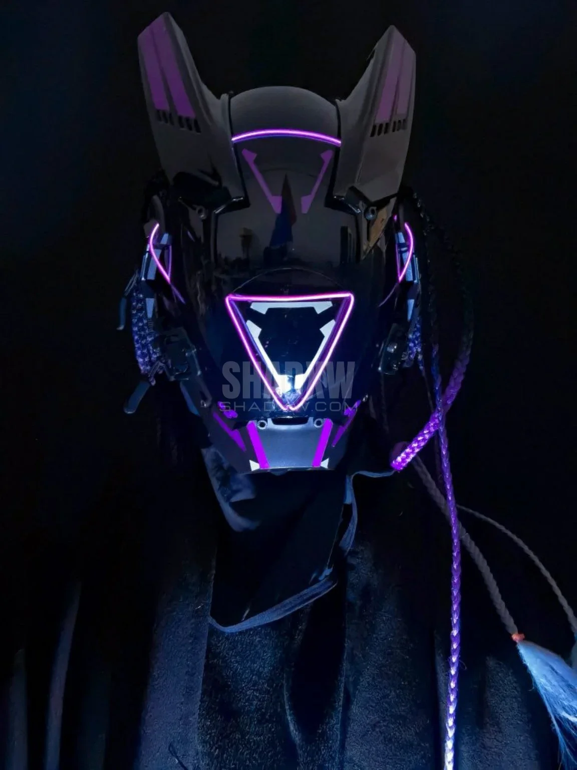 Purple Cyberpunk Helmet with Dread - Image 2