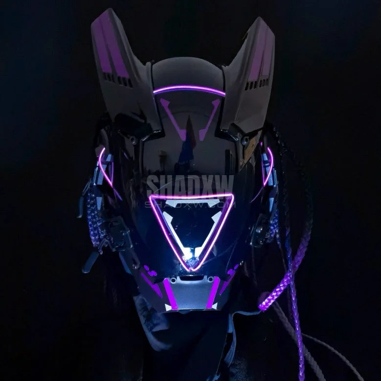 Purple Cyberpunk Helmet with Dread - Image 3