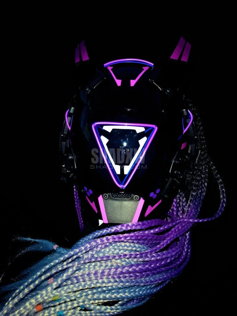 Purple Cyberpunk Helmet with Dread - Image 4