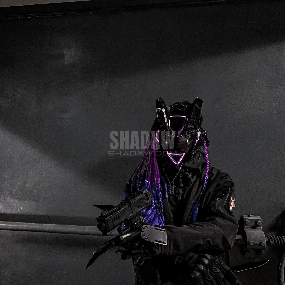 Purple Cyberpunk Helmet with Dread - Image 5