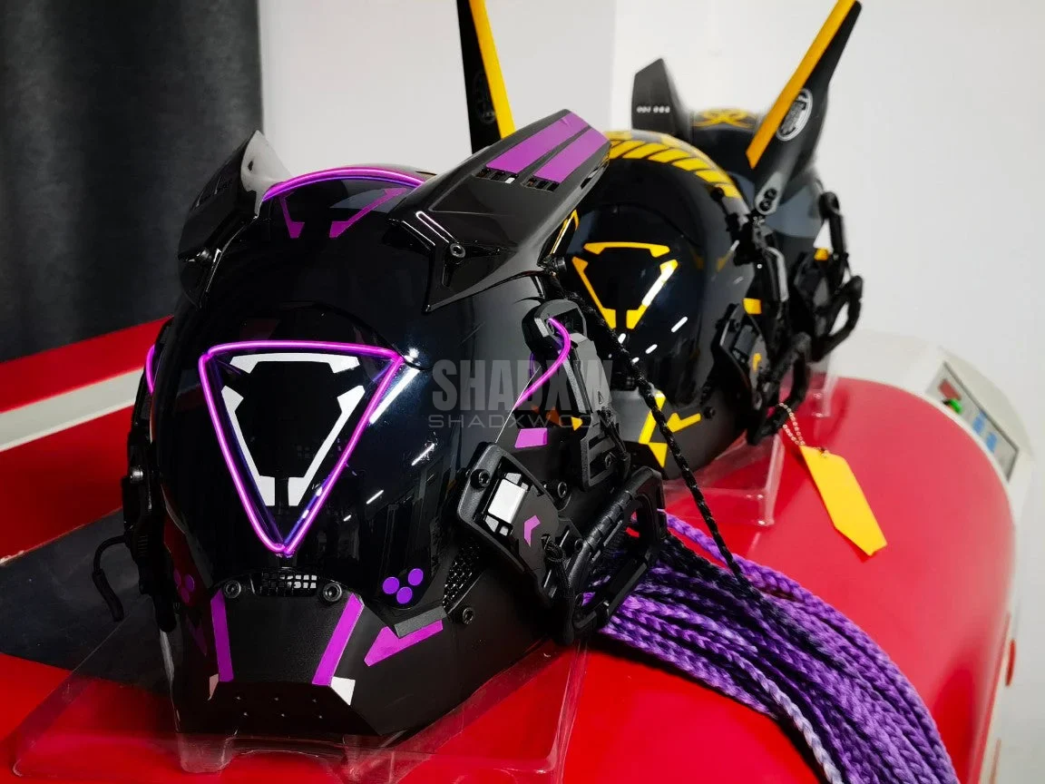 Purple Cyberpunk Helmet with Dread - Image 6