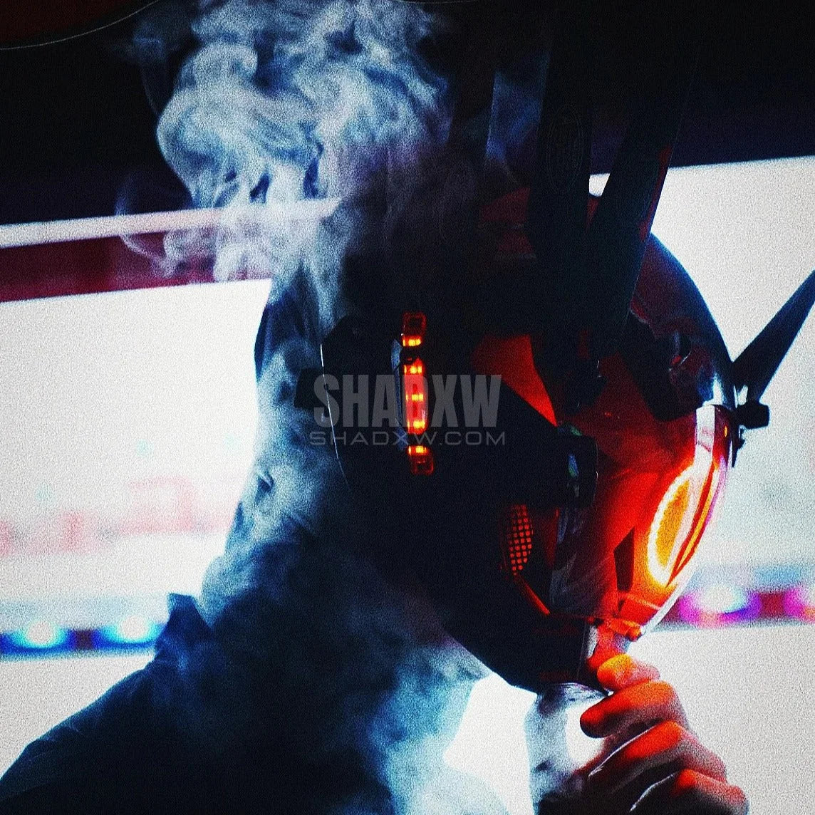 Red Cyberpunk Futuristic Helmet - Image 4