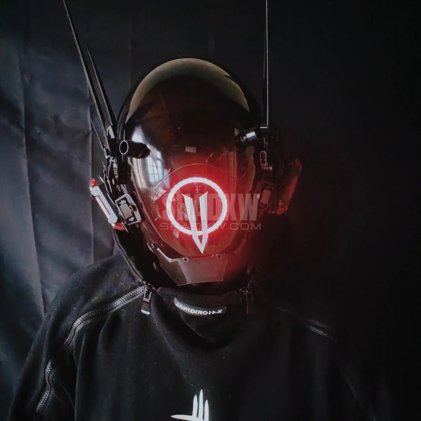 Red Cyberpunk Futuristic Helmet - Image 6