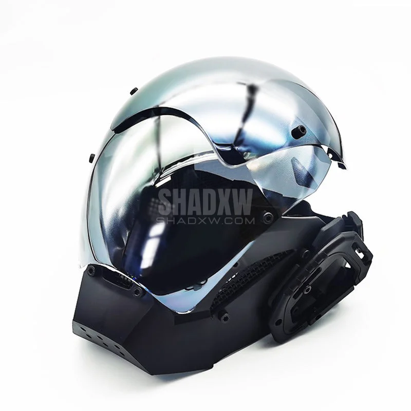 Silver Cyberpunk Helmet - Image 2