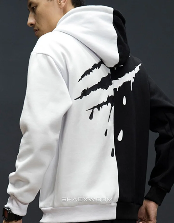 Split Black and White Hoodie - Image 3