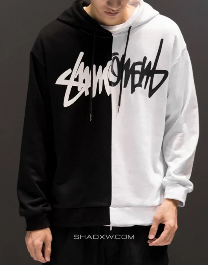 Split Black and White Hoodie - Image 4