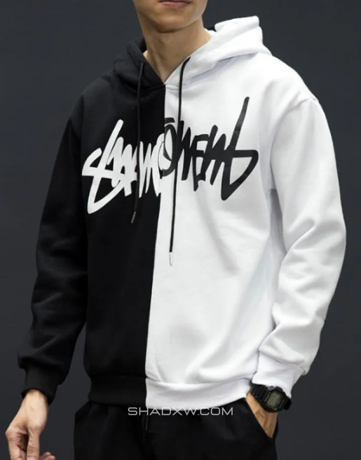 Split Black and White Hoodie - Image 5