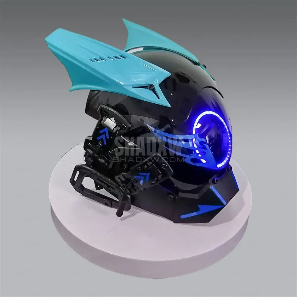Turquoise Cyberpunk Helmet - Image 2