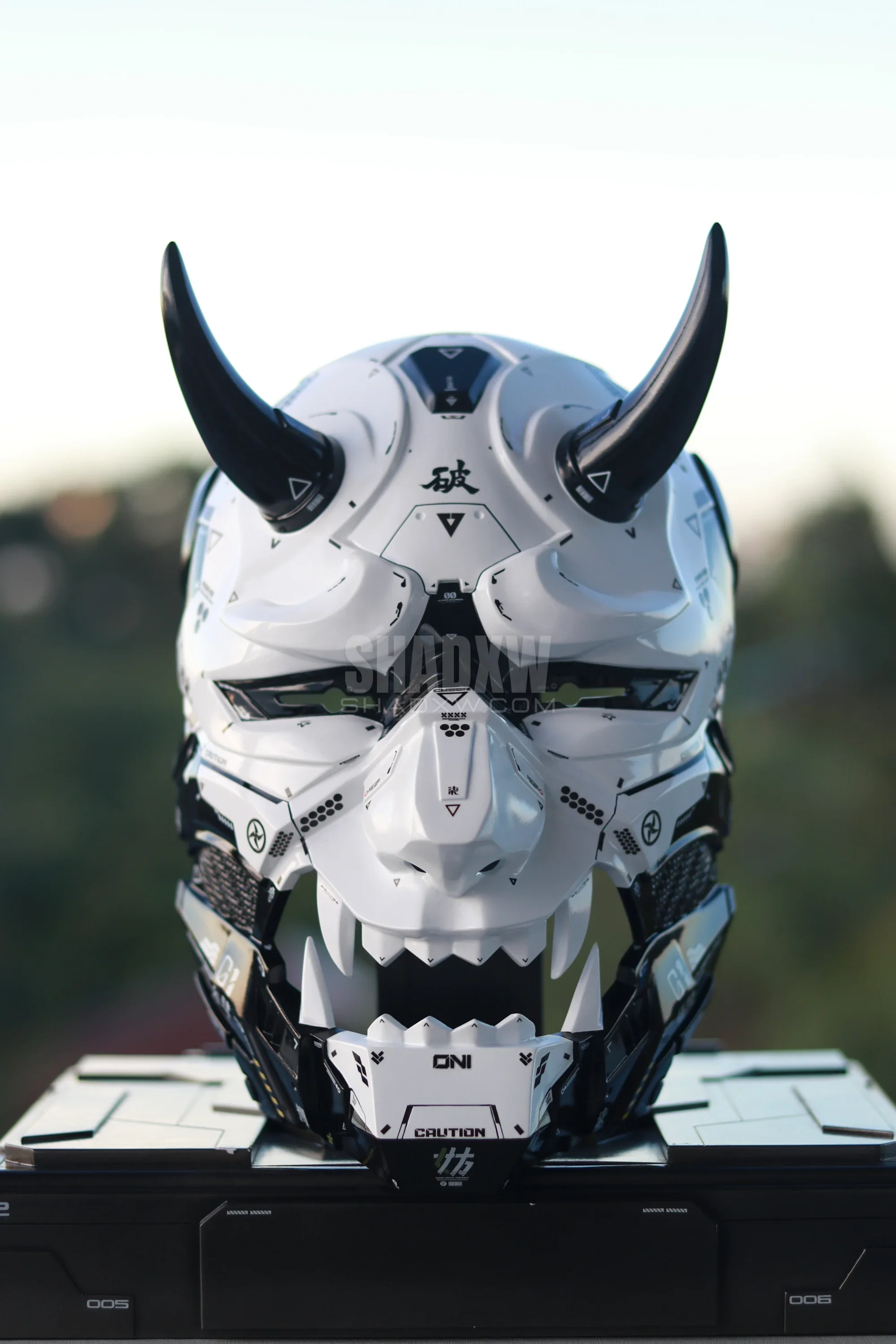 White Cyberpunk Oni mask - Image 2
