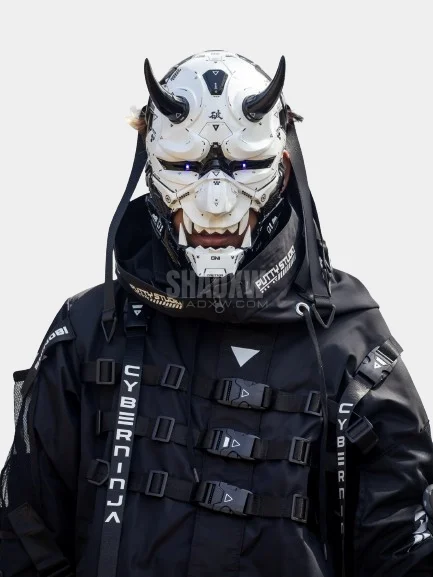 White Cyberpunk Oni mask - Image 5