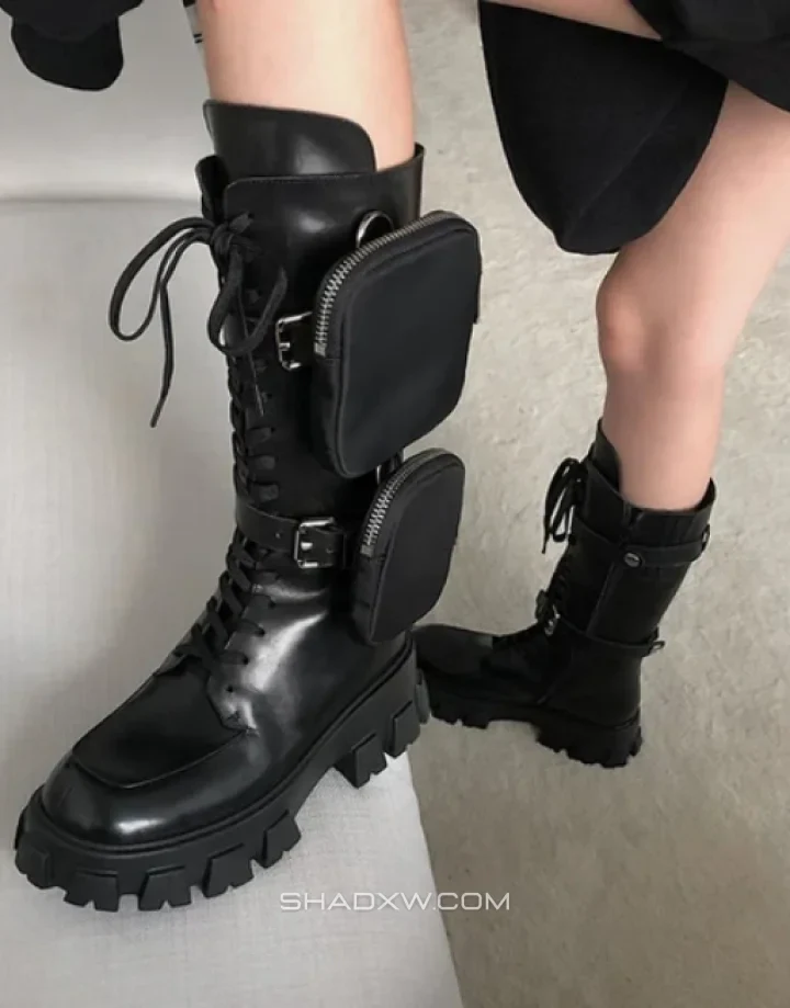 Women Black Tactical Boots - Image 3