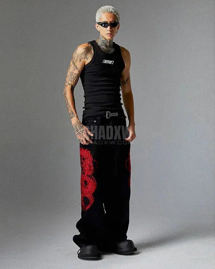 Y2k Dragon Embroidered Pants - Image 3