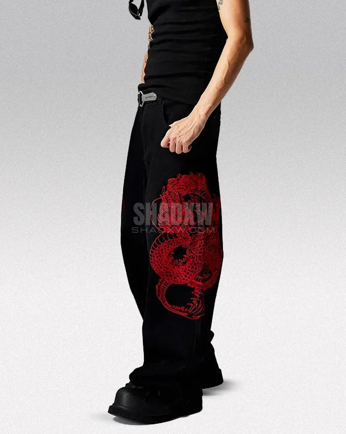 Y2k Dragon Embroidered Pants - Image 4