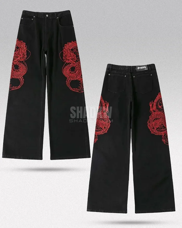 Y2k Dragon Embroidered Pants - Image 5