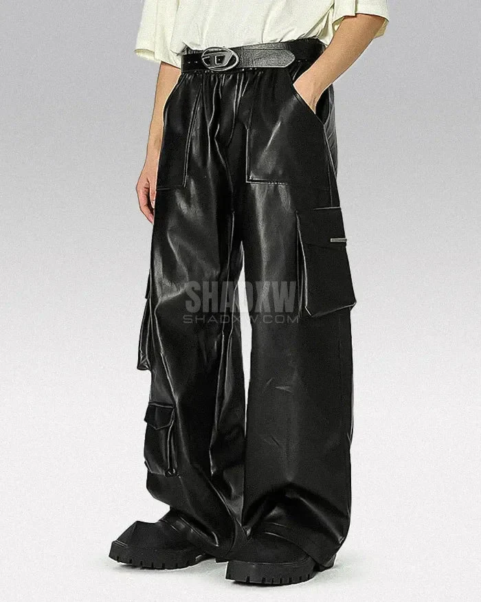 Y2K Pants Black PU Leather - Image 4