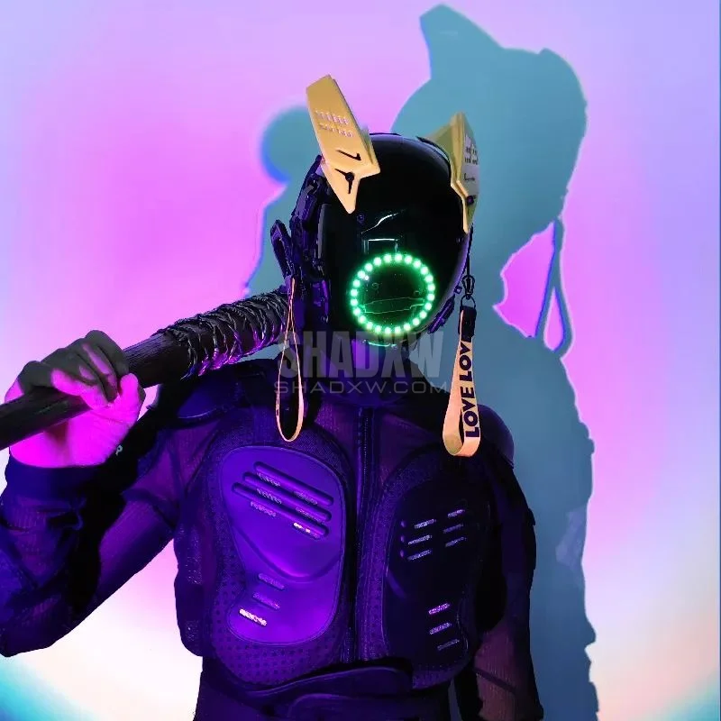 Yellow and Black Cyberpunk Helmet - Image 2