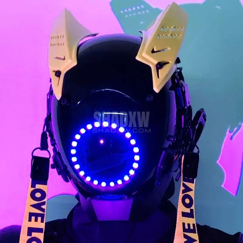 Yellow and Black Cyberpunk Helmet - Image 4