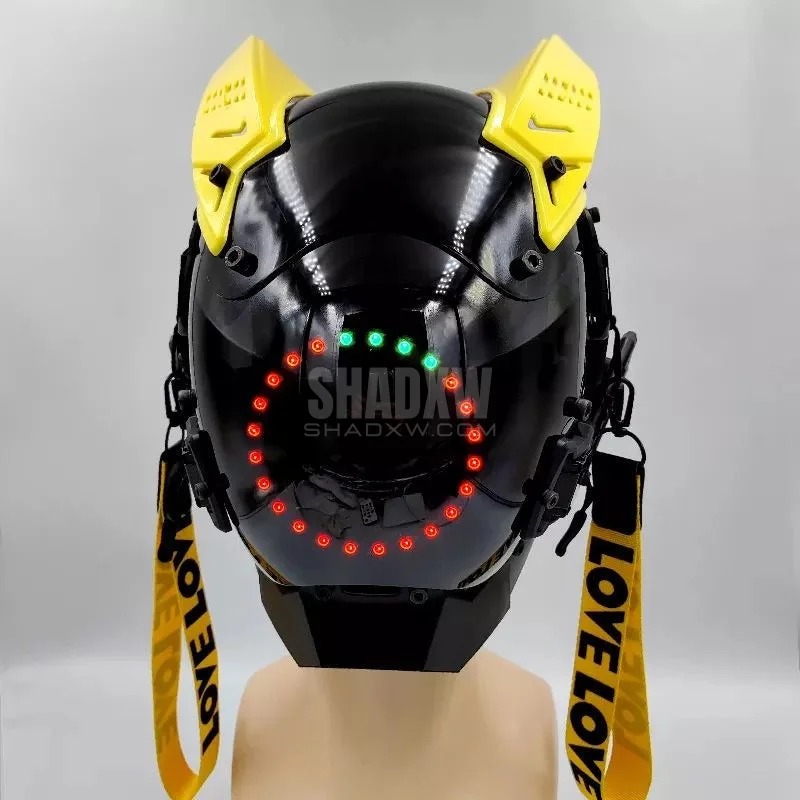 Yellow and Black Cyberpunk Helmet - Image 5